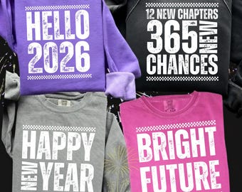 Paquete PNG de Feliz Año Nuevo 2026, diseño de camiseta moderno (descarga digital)