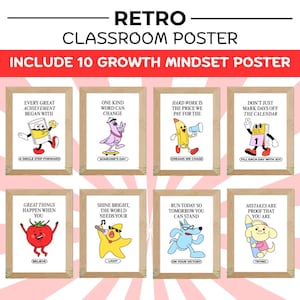 Classroom Posters Mega Bundle Growth Mindset Retro Posters Wall Art: Dopamine Decor (Digital Download)