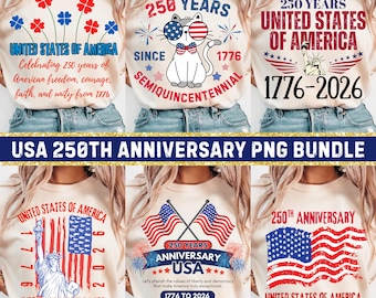 250-jähriges Jubiläum 4. Juli PNG Bundle,Patratische Designs (Digitaler Download)