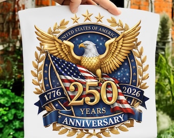 USA 250th Anniversary PNG, 1776-2026, America 250 Emblem, Semiquincentennial, 4th of July PNG, 2026, Patriotic Eagle Png, 250th birthday Png