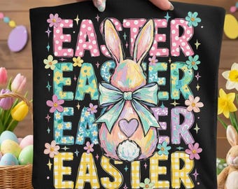 Preppy Osterhase PNG, Pinselstriche Schleife Design (Digitaler Download