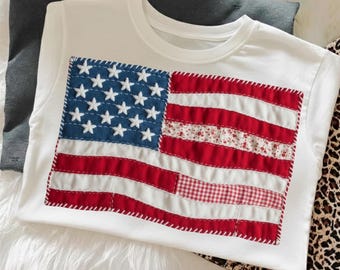 Patchwork US Flagge PNG: 4th of Jul Sublimationsdruck (Digitaler Download)