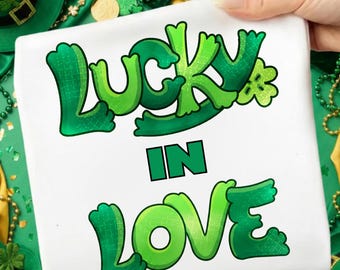 Glücklich in der Liebe Png, St. Patricks Tag Png, Kleeblatt Png, Glücklicher St Patrick's Day Png, Liebe Png, Gesegnete Vibes Png (Digitaler Download)