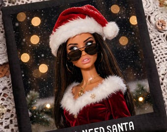 Y'all Need Santa Christmas Doll Face PNG, Funny Holiday Shopping Sublimation Design, Trendy Girly Christmas Digital Download