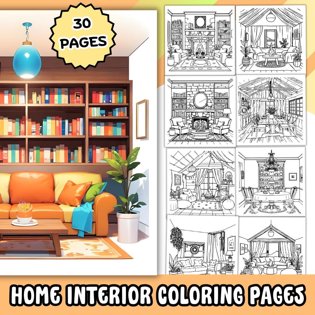 30+ Home Interior Coloring Pages, Interior Design Coloring Sheets ...