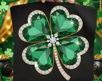 Faux Strass Kleeblatt PNG, St Patricks Day Kleeblatt (Digitaler Download)