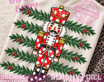 Preppy Nutcracker Christmas Polka Dots Png, Christmas Tree Png, Christmas Wreath PNG, Holiday Png, Xmas Sublimation, Aesthetic, Distressed