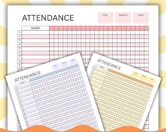 Attendance Tracker Printable Log , Attendance Sheet Template, Attendance Tracker Homeschool, Attendance Tracking Chart for Students Teachers