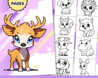 Kawaii Animal Coloring Book, Fun Kids Activity (PDF)