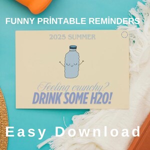 Cheeky Sunshine Saviors : étiquettes de citations imprimables et cartes de rappel d'hydratation amusantes pour l'été