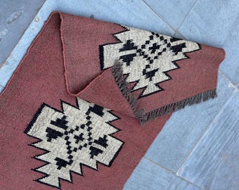 Handmade Kilim Runner Rug For Hallway\Stair Decor, Handwoven Wool And Jute Runner, Bohemian Rug, Vintage Jute Runner, Custom Runner Rug