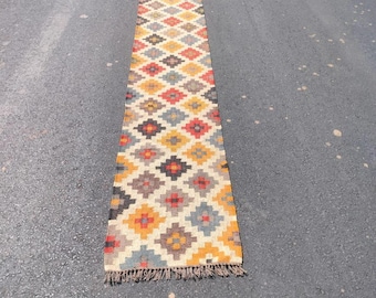 Handmade Kilim Runner Rug For Hallway\Stair Decor, Handwoven Wool And Jute Runner, Bohemian Rug, Vintage Jute Runner, Custom Runner Rug