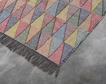 Handwoven Wool Jute Kilim Rug, Wool Jute Rug, Kilim Jute Rug, Flatweave Rug, Bohemian Rug, Indian Dhurrie Rug, Navajo Kilim Rug, Custom Rug