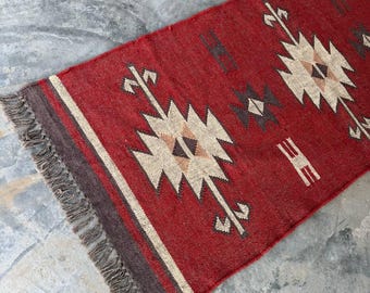 Handmade Kilim Runner Rug For Hallway\Stair Decor, Handwoven Wool And Jute Runner, Bohemian Rug, Vintage Jute Runner, Custom Runner Rug