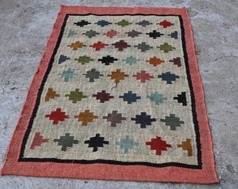 Handwoven Wool Jute Kilim Rug, Handmade, Area Kilim Rug, Flatweave Rug, 5x7 Ft Kilim Rug, Reversible Jute Kilim Rug, Navajo Rug, Custom Rug,
