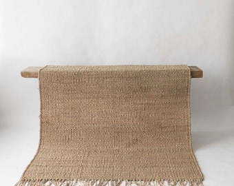 Handmade Natural Hemp Jute Area Rug - Eco-Friendly Geometric Design, Boho Farmhouse Decor, Custom Size Available Woven Rug Textured Area Rug