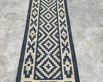 Handmade Kilim Runner Rug For Hallway\Stair Decor, Handwoven Wool And Jute Runner, Bohemian Rug, Vintage Jute Runner, Custom Runner Rug