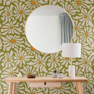 Retro wallpaper 70s olive green Funky 1970s vintage peel and stick and traditional 60s wallpaper
