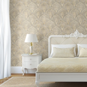 Carta da parati Art Déco, carta da parati Art Nouveau di lusso, carta da parati geometrica effetto oro, carta da parati non metallica, stacca e attacca, carta da parati vintage tradizionale