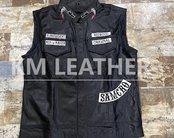 Handmade Reaper Leather Biker Vest | Outlaw Motorcycle Club Style