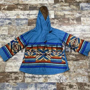 Southwestern Tribal Hooded Jacket – Unisex Aztec Festival Coat with Pockets, Boho Hippie Warm Winter Hoodie for Men & Women