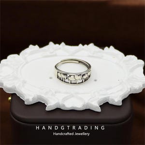 Sterling Silver Elephants Ring handmade elephant ring statement ring elephant jewellery for women elephant ring for her adjustable
