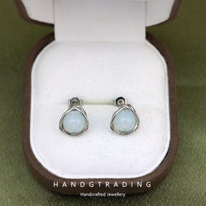 Aquamarine Gemstone Stud Earrings in Sterling Silver, March Birthstone