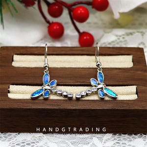 Opal small dragonfly stud earrings, cute small dragonfly earrings