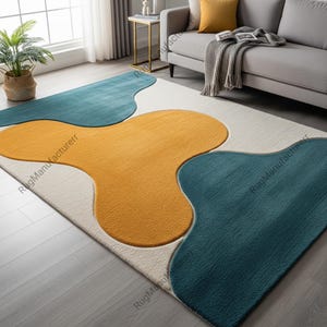 Colorful Abstract Hand Tufted Rug, Multicolor Wool Area 9x12 Rug for Living Room, Modern Contemporary Handmade 8x10 Bedroom Carpet