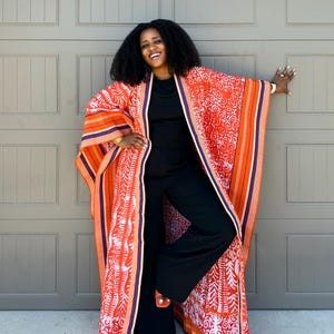 Adire Crepe Longline Kimono