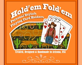 PLAYING CARD HOLDER *Hold'em Fold'em* – Southwestern, Cowboy, Horses, Floral, Puppies, Kittens, - Designed for All Ages