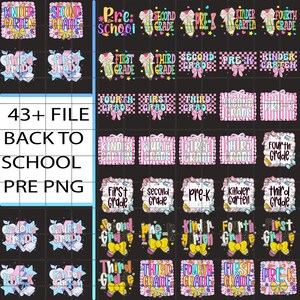 43+ File Preppy Back To School Bundle PNG, Kindergarten Pre-K 1st 2nd 3rd Grade, Teacher Sublimation, Retro First Day School Shirt Design