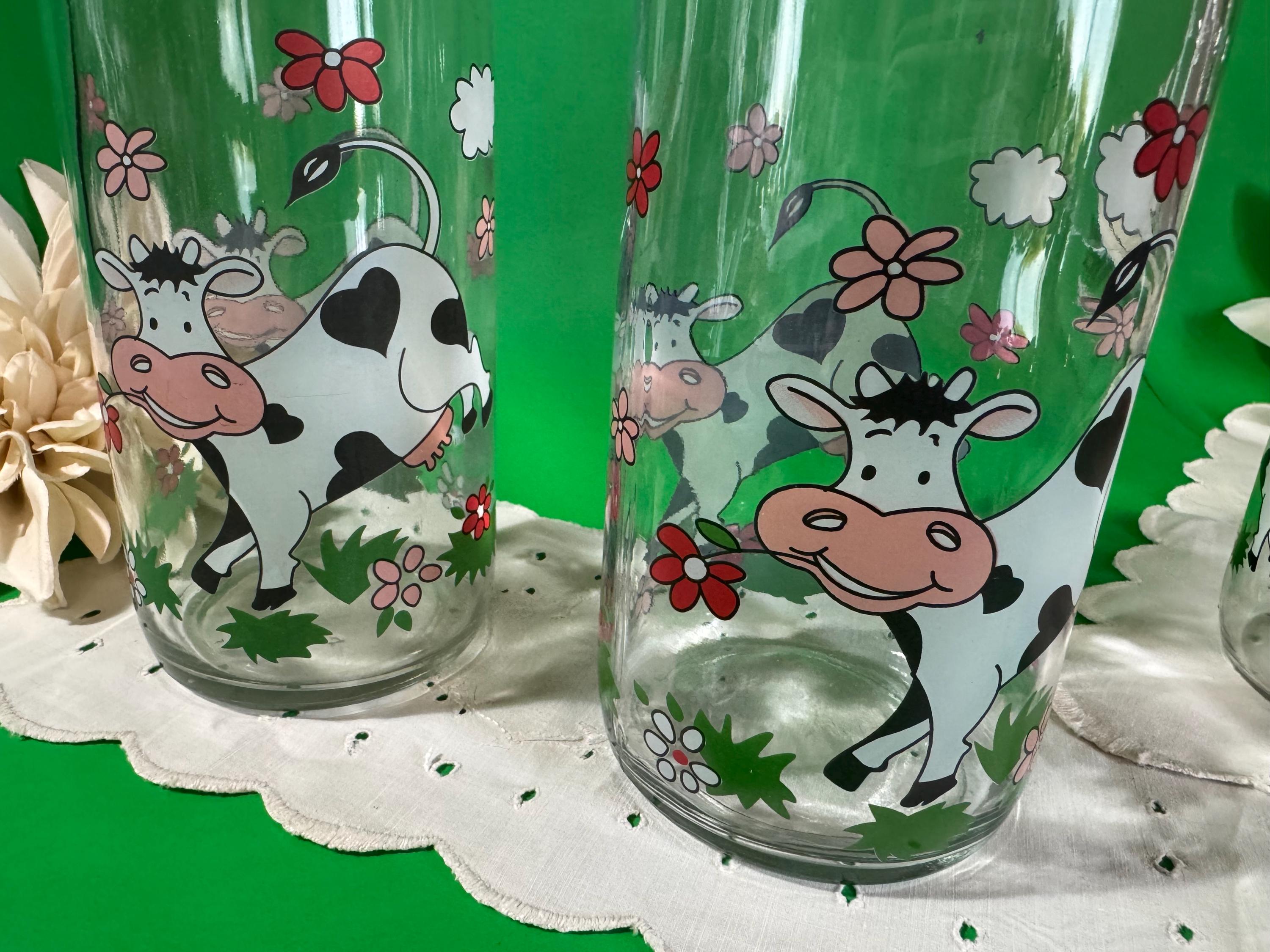 Vintage Le Parfait Milk Bottle: Cow & Floral Design, French