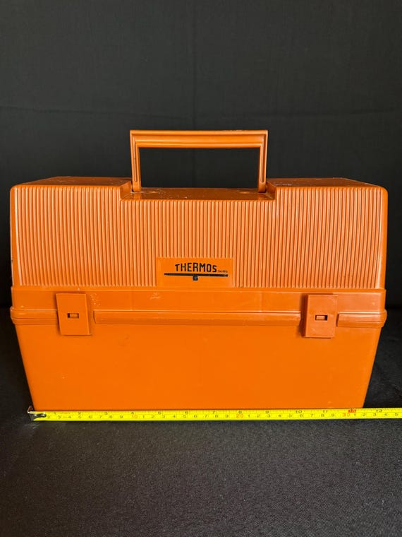 Vintage 1970s Thermos Lunch Box: Retro Brown & Orange Collectible
