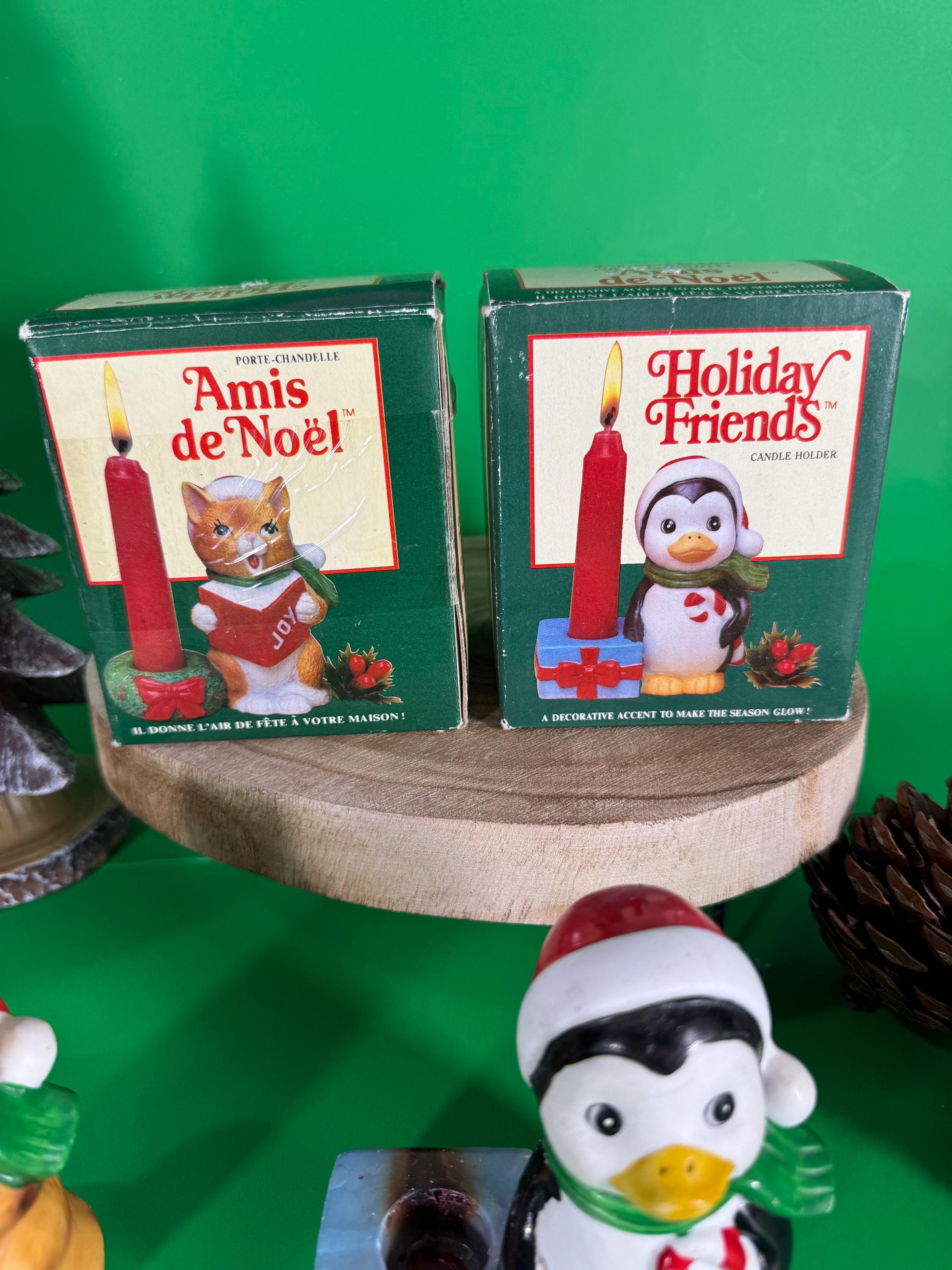 Vintage Christmas Penguin and Cat 