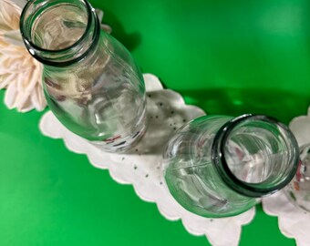Vintage Le Parfait Milk Bottle: Cow & Floral Design, French