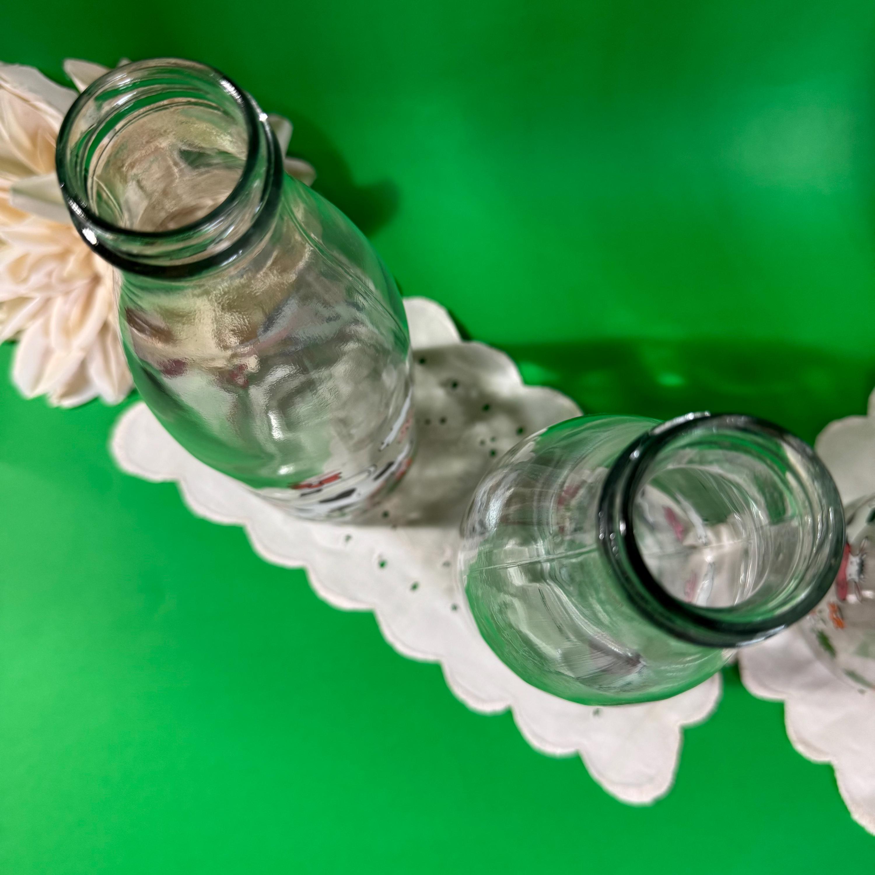 Vintage Le Parfait Milk Bottle: Cow & Floral Design, French