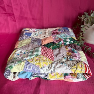Handmade Reversible Quilted Blanket - Colorful Patchwork