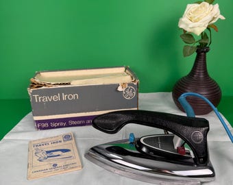 Vintage GE Travel Iron – Dual Voltage, Original Box & Manual