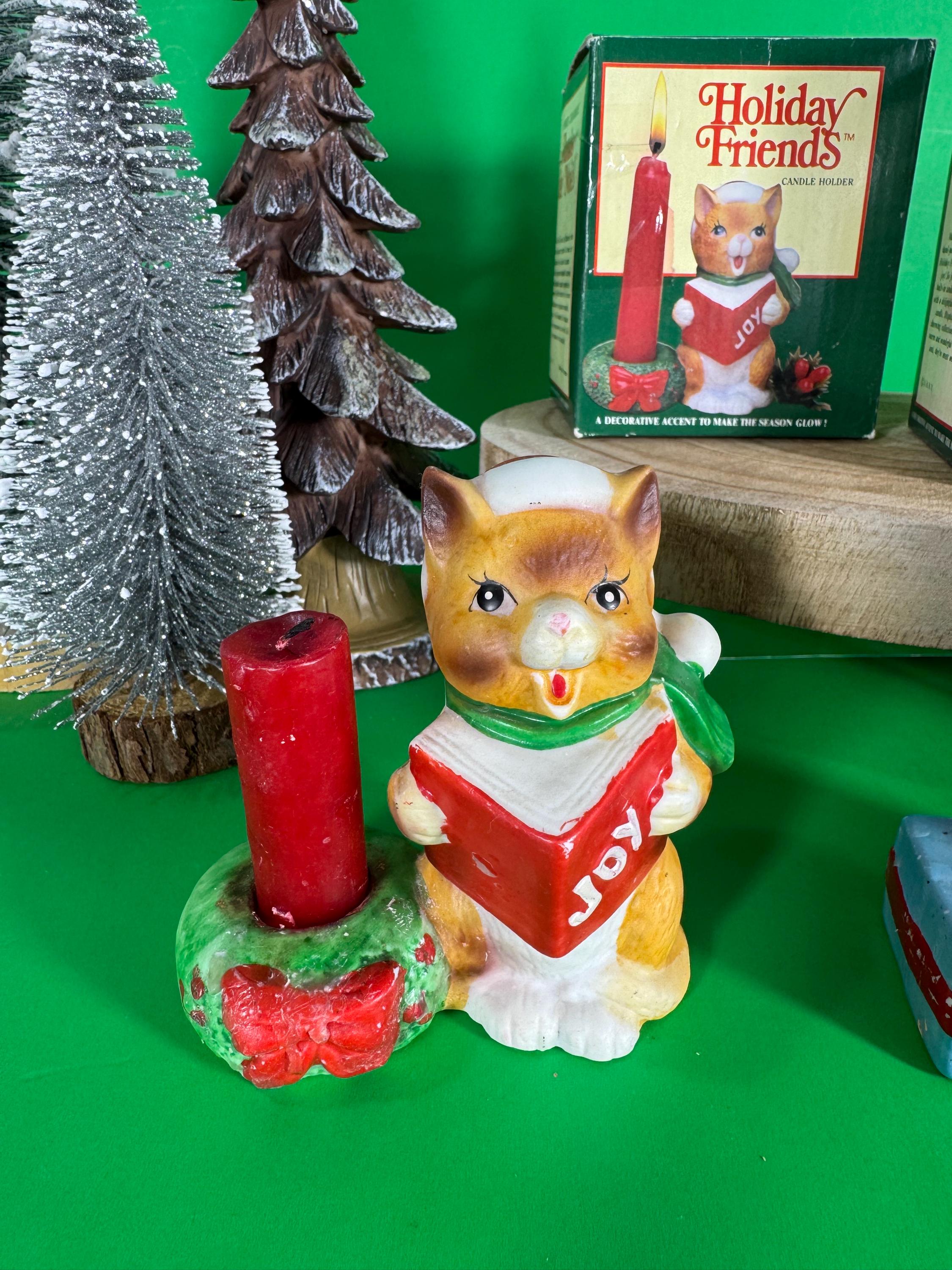 Vintage Christmas Penguin and Cat 