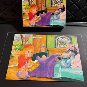 Vintage "Little Red Riding Hood" Jigsaw Puzzle - 60 Piece MB Puzzle - Classic Fairy Tale Kids Game - 1990