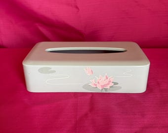 Pink Lotus Tissue Box Cover: Elegant Zen Decor, Made in Japan