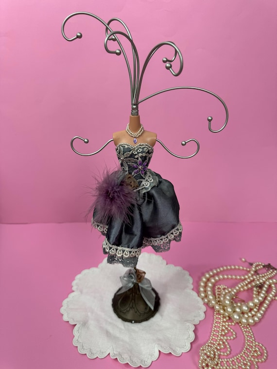 Miniature Dress Form Jewelry Holder | Lace Corset, Feather Accent - Etsy