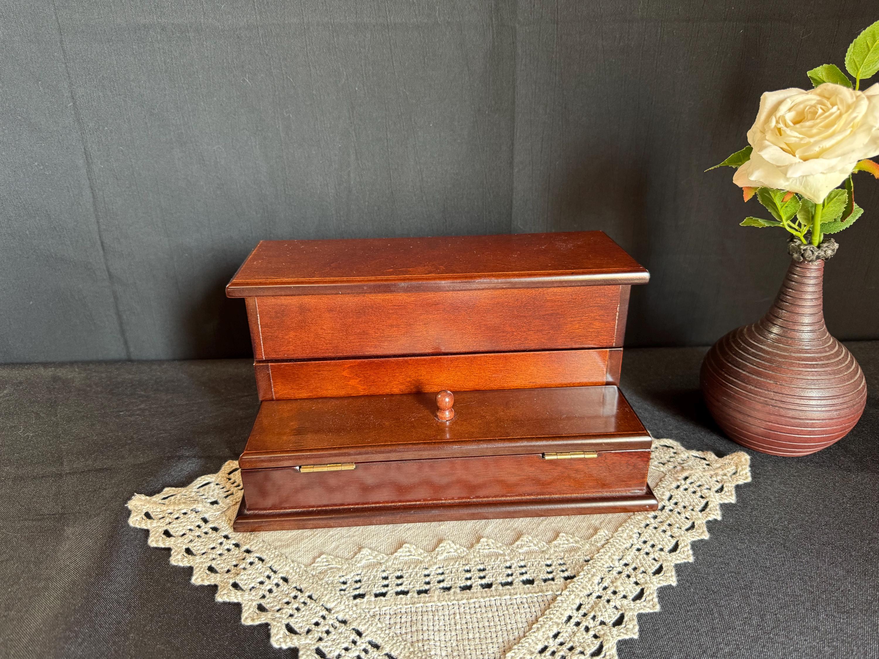 Vintage Bombay Company Dark Mahogany Wood Storage Box - Versatile Keepsake, Jewelry, or Document Chest