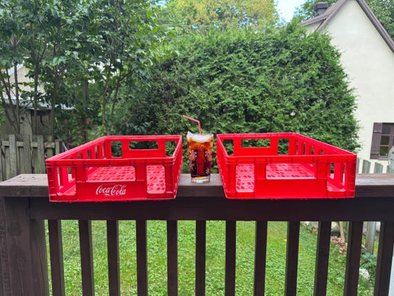 Vintage Red Plastic Coca-cola Crate - Industrial Storage & Vinyl