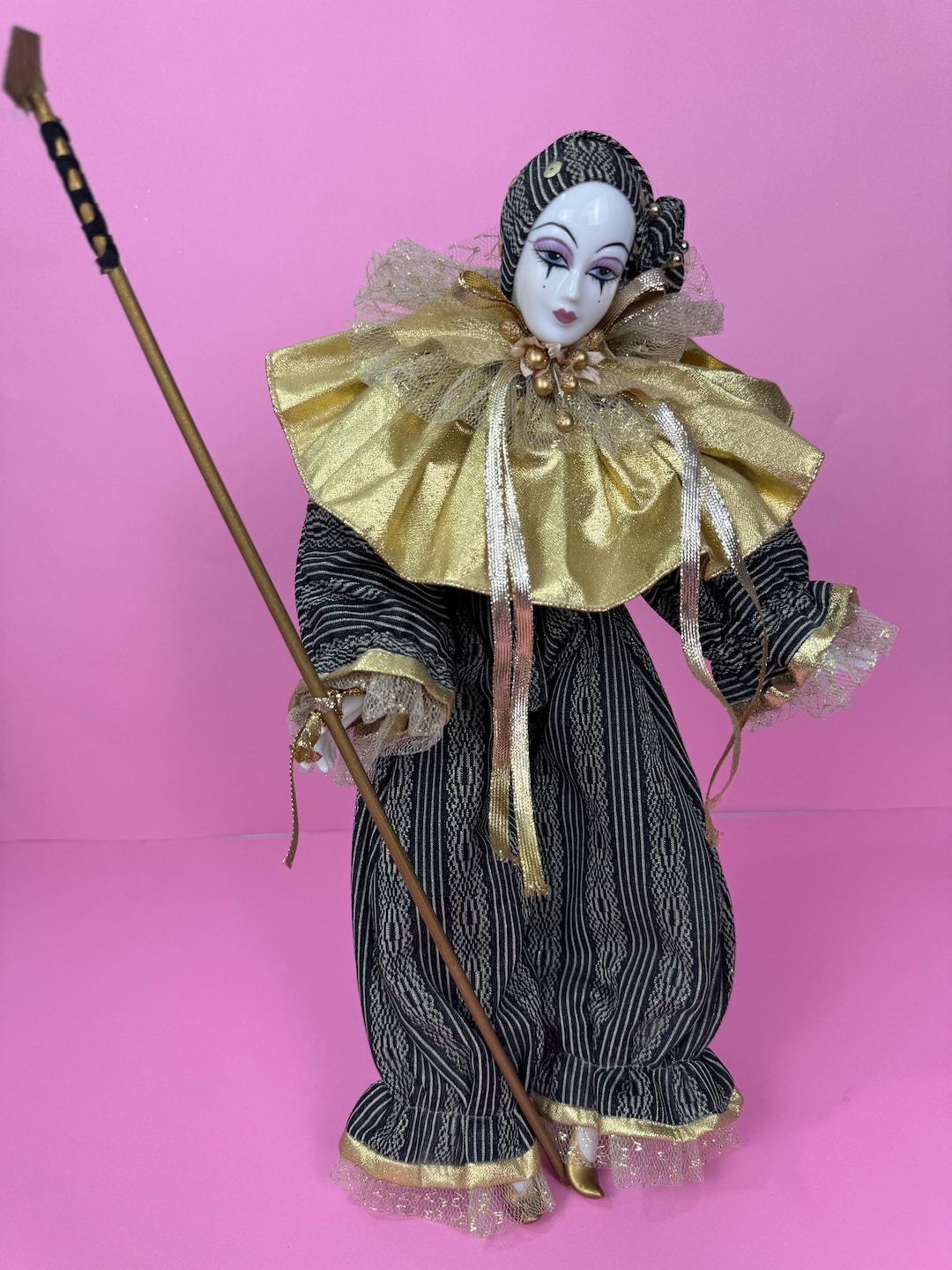 ピエロ 人形 イタリー製 海外製 ピエロ 人形 ブルー オブジェ | 創作人形館ミワドールBASE店