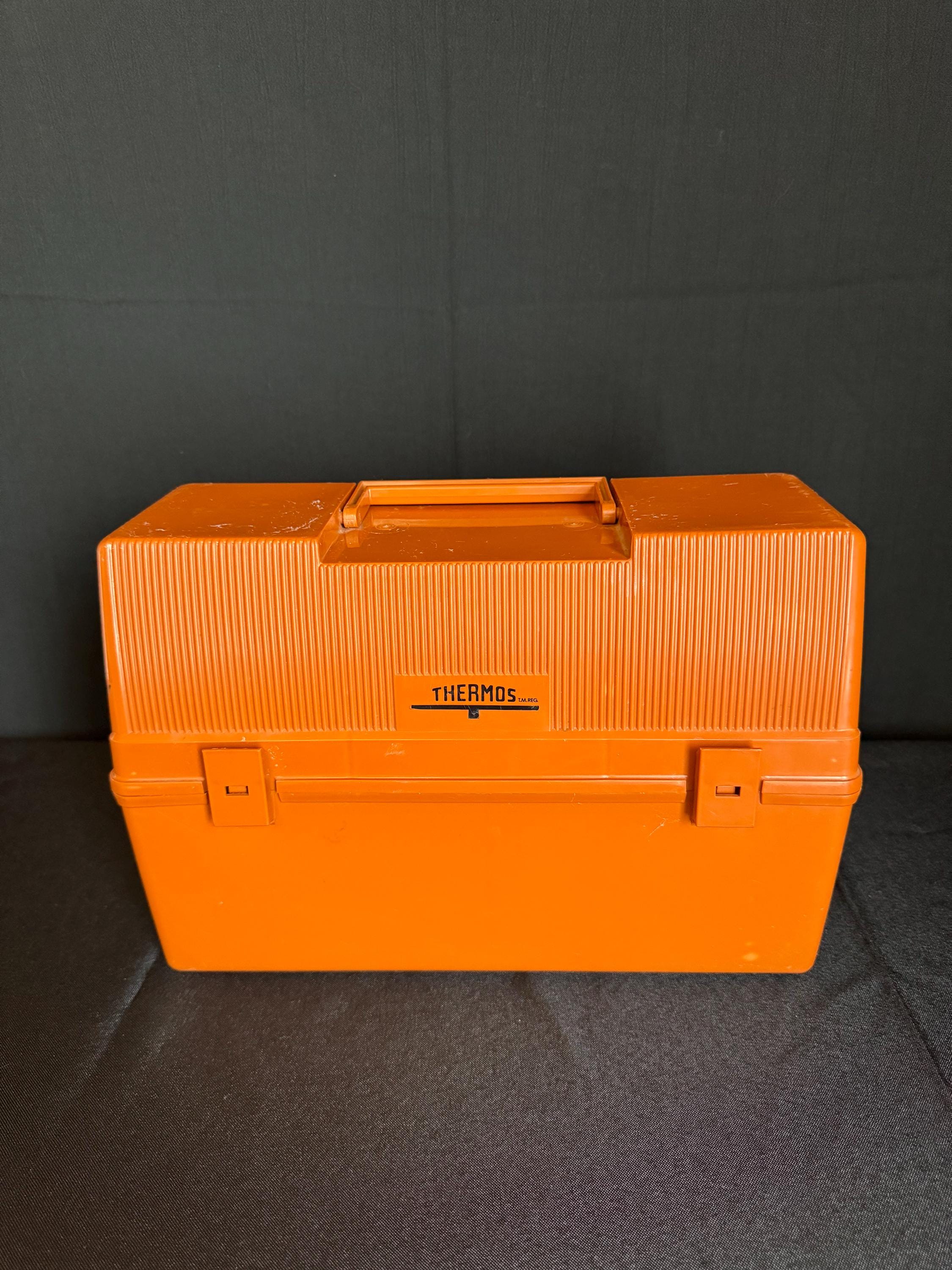 Vintage 1970s Thermos Lunch Box: Retro Brown & Orange Collectible