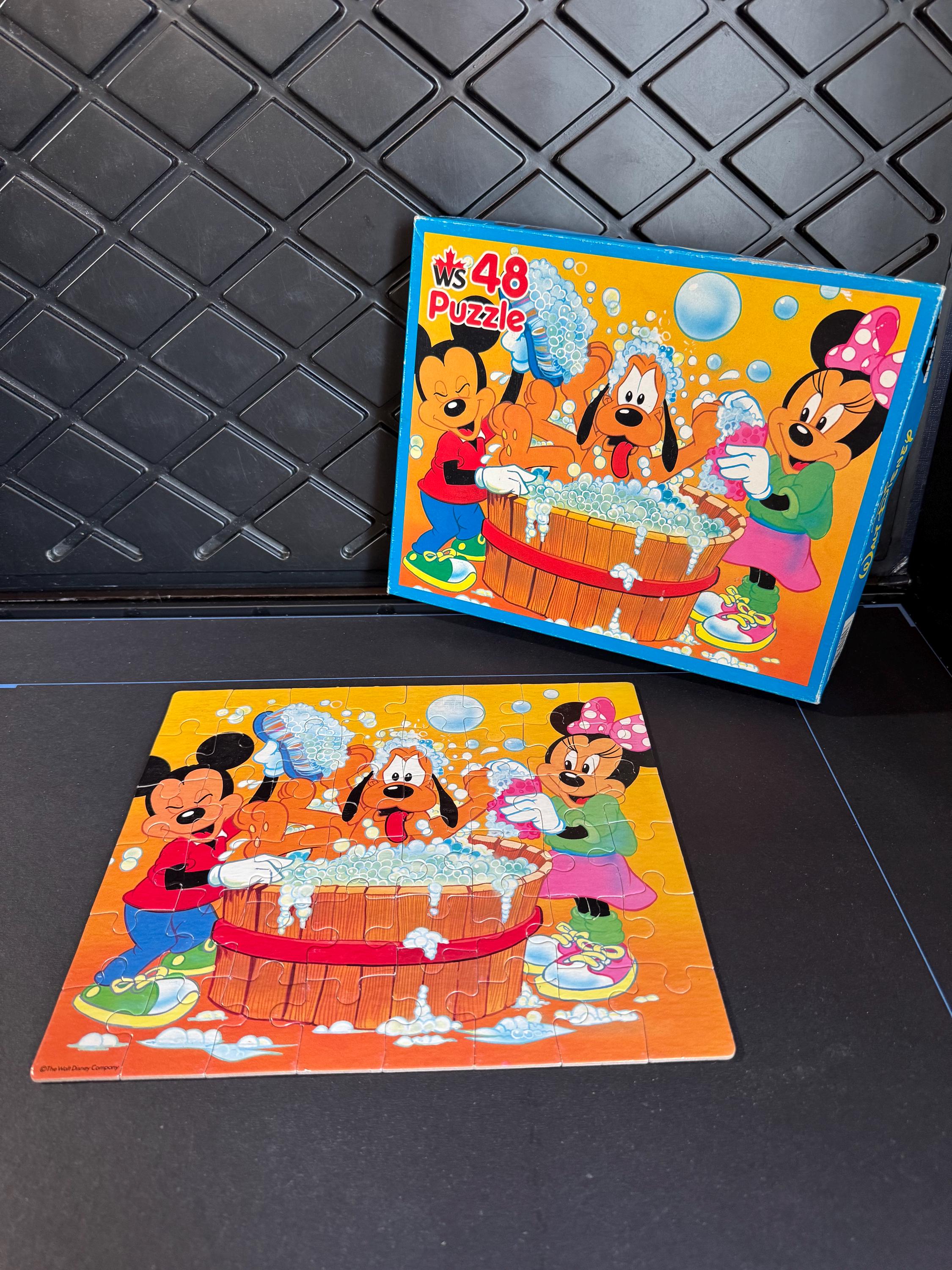 Vintage Disney Puzzle – Mickey, Minnie, Pluto Bathtime, 48 Chunky
