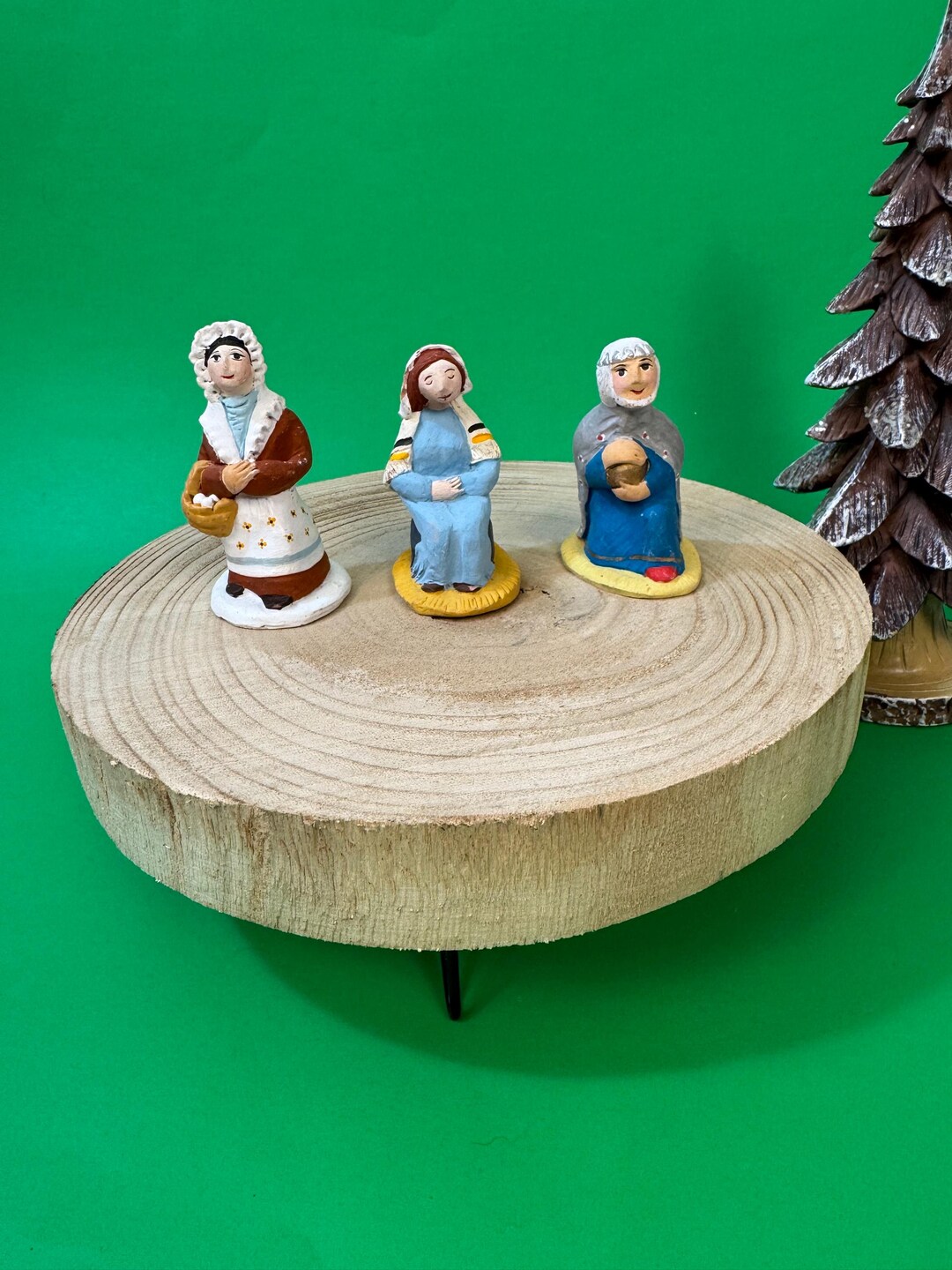 ヴィンテージ手描きキリスト降誕人形 – 陶器製クレッシュセット (8.5