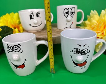 ヴィンテージ セラミック フェイスマグ | 3D 鼻、感情表現 - Etsy 日本